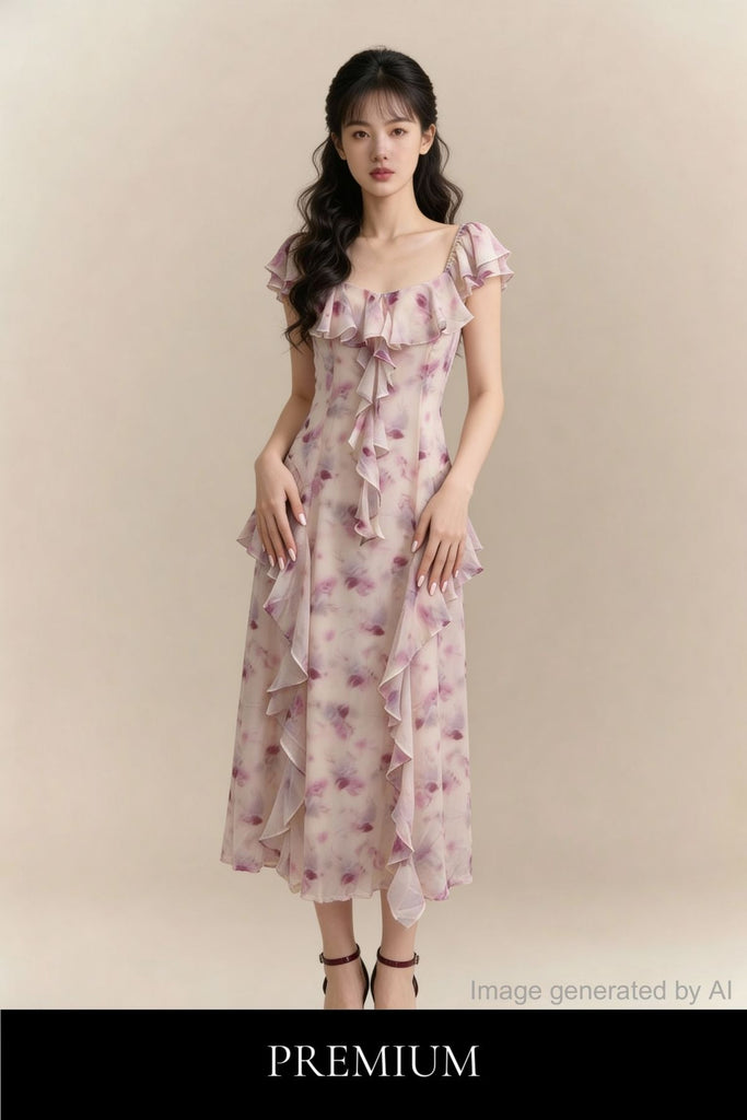 Elaria Cascade Ruffle Dress