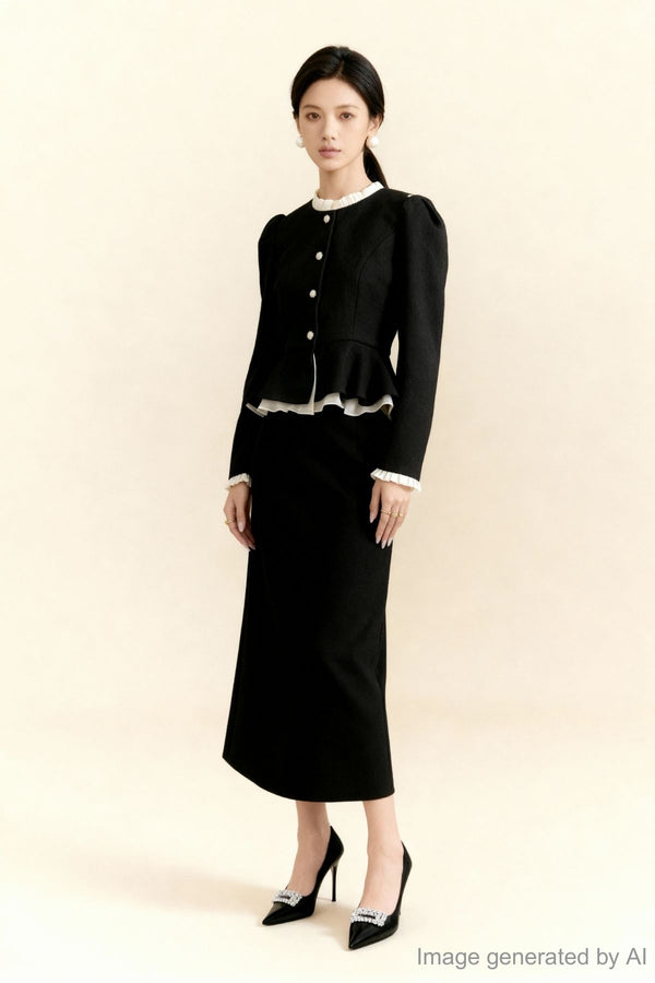 Elin Clean-Line Pencil Midi Skirt