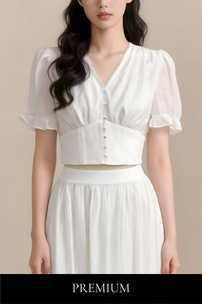 Elisia Ruffled Button Top