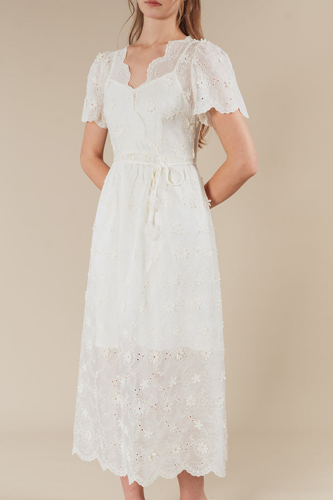 chinese dress ladies Ethereal Floral Embroidered Lace Dress – 26 INCHI