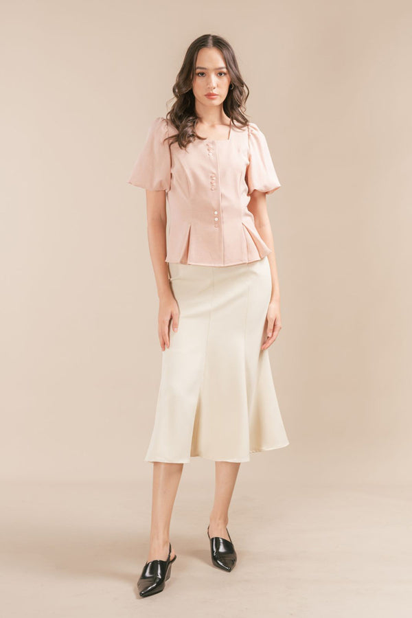 Herovia Puff Sleeve Peplum Blouse