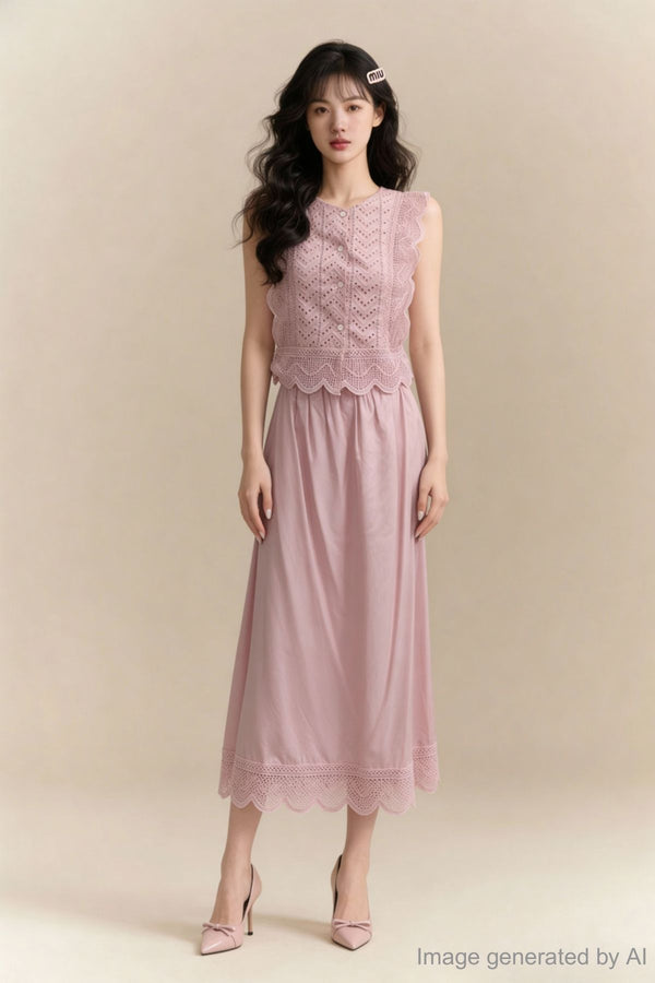 Isadora Tiered Lace-Sleeve Top