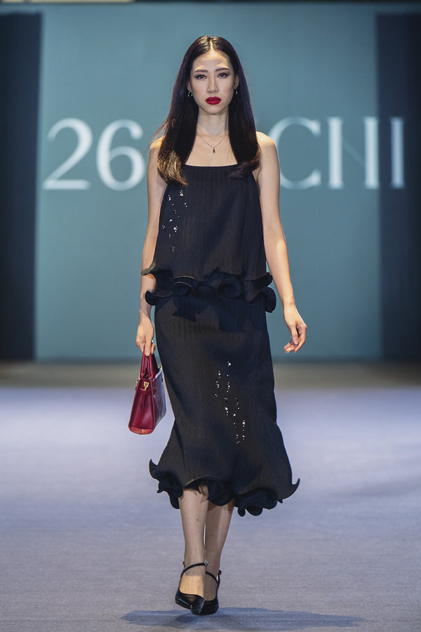 Odille Wavy Ruffle Maxi Skirt