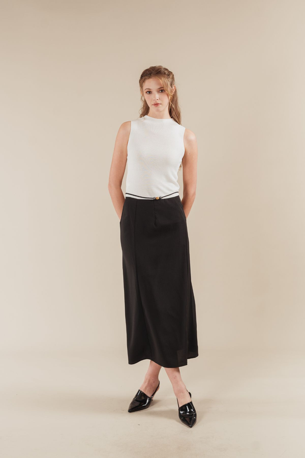 Olivette Beads-Tie Back Slit Midi Skirt