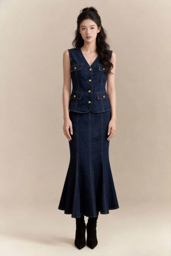 Rosalind Mermaid Denim Skirt