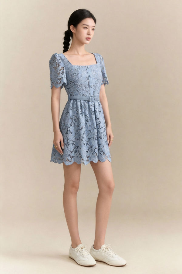 Thalassa Belted Lace Dress