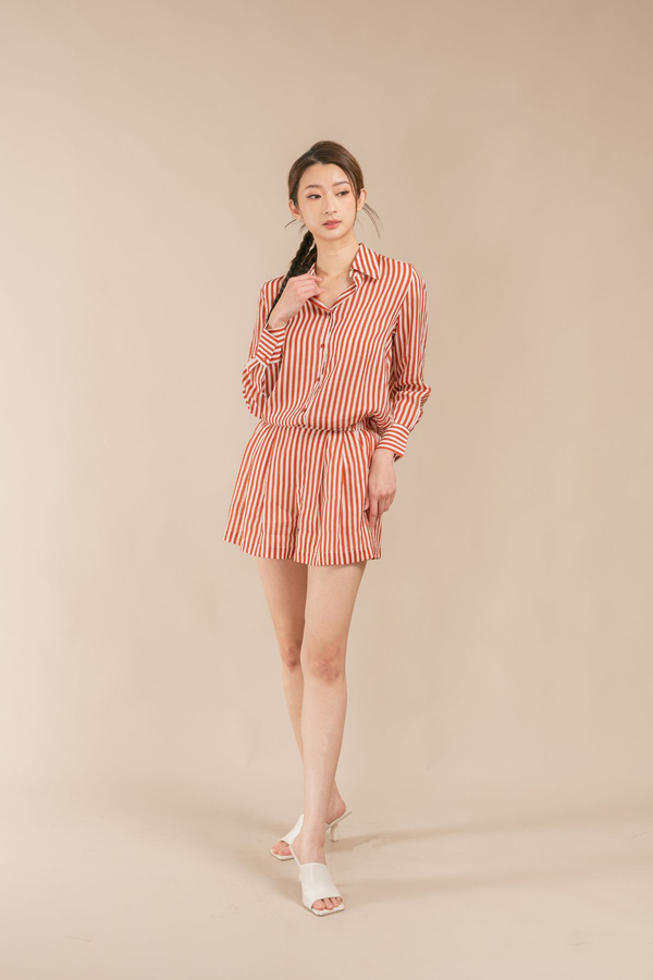Valmore Classic Pinstripe Long Sleeve Button Down Blouse
