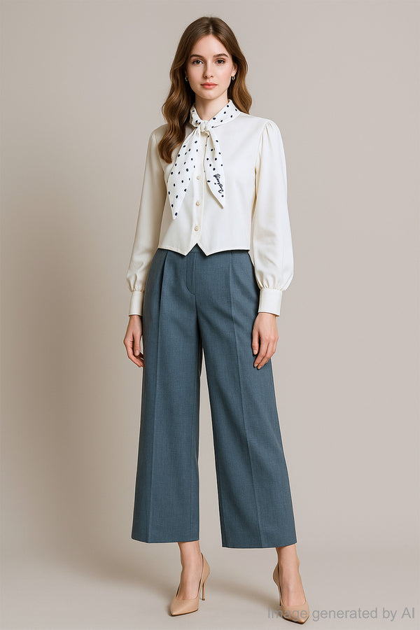Vivvara High-Waist Structured Wide Leg Trousers