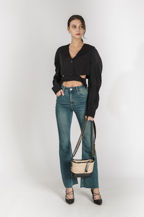 Haisley V Neck Single Breasted Crop Jacket