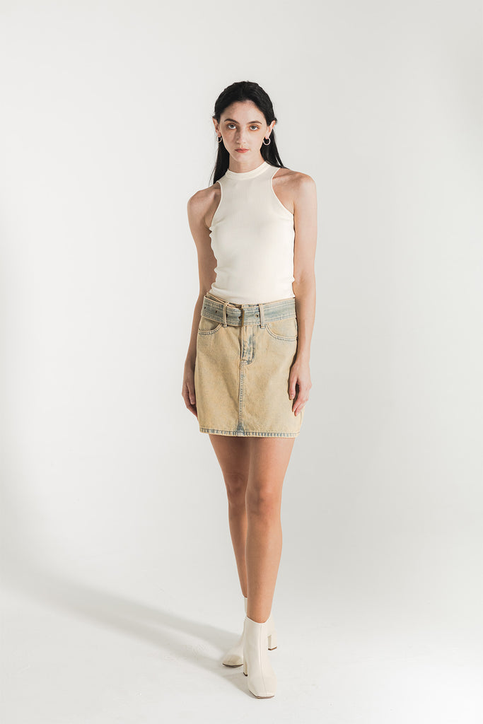 Saekko Solid Toned Basic Tank Top